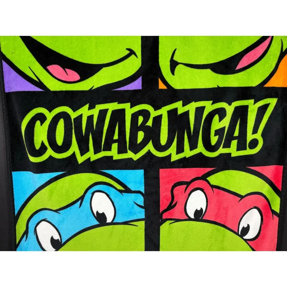 Vintage Nickelodeon Teenage Mutant Ninja Turtle Soft Throw Blanket Cowabunga